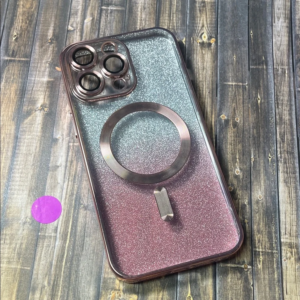 5for$10 Rose Gold 15 Pro Max Pink And Silver Glitter Background Phone Case NWT